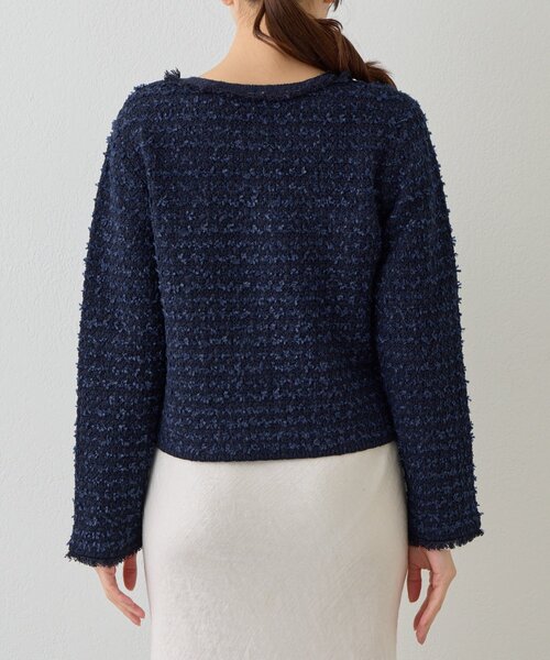 La boutique BonBon（ラブティックボンボン）の「【今すぐお届け！・アンサンブル可】ファンシーツイードニットジャケットカーディガン（ニット/セーター・レディース・ピンク/オフホワイト/ネイビー・FREE）」の14枚目の写真