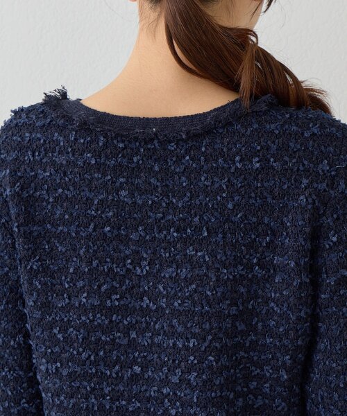 La boutique BonBon（ラブティックボンボン）の「【今すぐお届け！・アンサンブル可】ファンシーツイードニットジャケットカーディガン（ニット/セーター・レディース・ピンク/オフホワイト/ネイビー・FREE）」の15枚目の写真