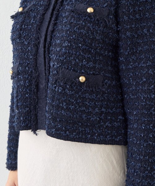 La boutique BonBon（ラブティックボンボン）の「【今すぐお届け！・アンサンブル可】ファンシーツイードニットジャケットカーディガン（ニット/セーター・レディース・ピンク/オフホワイト/ネイビー・FREE）」の17枚目の写真