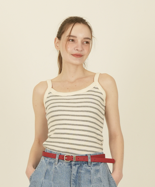 THE-ABON（エイボン）の「オカコットンワッフルストライプスラブレスグレー（Tシャツ/カットソー・レディース・グレー・FREE）」の3枚目の写真