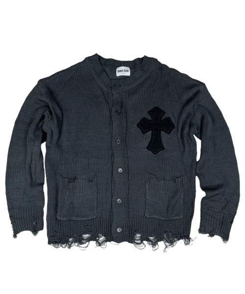 Classic Cross Destroyed Knit Cardigan (тёмно-серый)