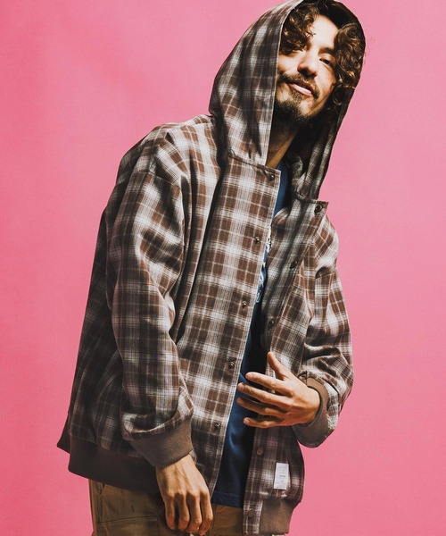 seventy seven（セブンティセブン）の「ms6372-hooded check shirt フーデッドチェックシャツ(7726S040)（シャツ/ブラウス・メンズ・ブラウン/ホワイト/ブラック・XL/L/M/S）」の16枚目の写真