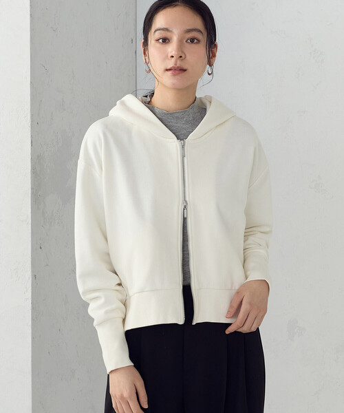 COMME CA ISM（コムサイズム）の「裏毛 ジップアップパーカー（パーカー・レディース・グレー/ネイビー/アイボリー・LARGE/MEDIUM）」の2枚目の写真