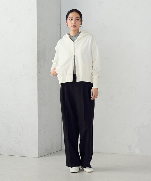 COMME CA ISM（コムサイズム）の「裏毛 ジップアップパーカー（パーカー・レディース・グレー/ネイビー/アイボリー・LARGE/MEDIUM）」の5枚目の写真