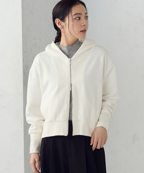 COMME CA ISM（コムサイズム）の「裏毛 ジップアップパーカー（パーカー・レディース・グレー/ネイビー/アイボリー・LARGE/MEDIUM）」の7枚目の写真