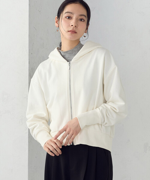 COMME CA ISM（コムサイズム）の「裏毛 ジップアップパーカー（パーカー・レディース・グレー/ネイビー/アイボリー・LARGE/MEDIUM）」の8枚目の写真