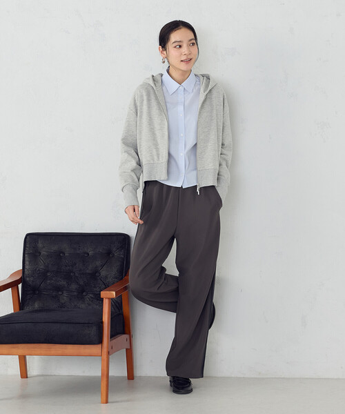 COMME CA ISM（コムサイズム）の「裏毛 ジップアップパーカー（パーカー・レディース・グレー/ネイビー/アイボリー・LARGE/MEDIUM）」の10枚目の写真