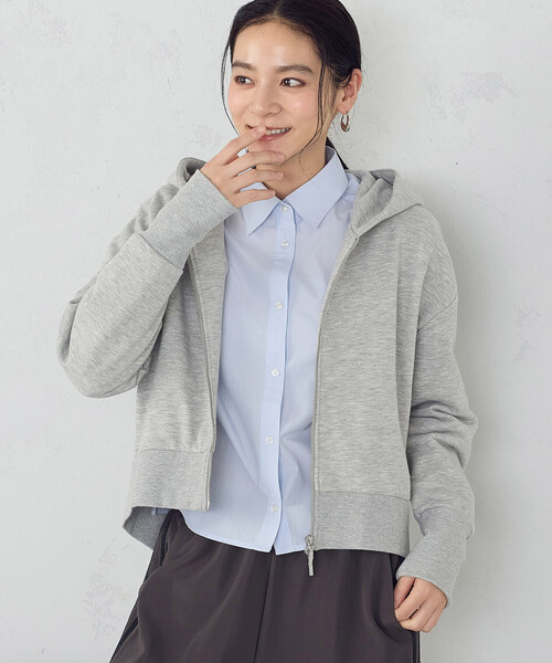 COMME CA ISM（コムサイズム）の「裏毛 ジップアップパーカー（パーカー・レディース・グレー/ネイビー/アイボリー・LARGE/MEDIUM）」の11枚目の写真