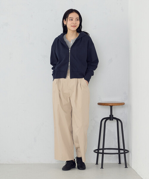 COMME CA ISM（コムサイズム）の「裏毛 ジップアップパーカー（パーカー・レディース・グレー/ネイビー/アイボリー・LARGE/MEDIUM）」の13枚目の写真