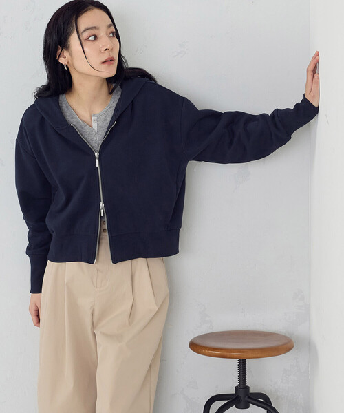 COMME CA ISM（コムサイズム）の「裏毛 ジップアップパーカー（パーカー・レディース・グレー/ネイビー/アイボリー・LARGE/MEDIUM）」の15枚目の写真