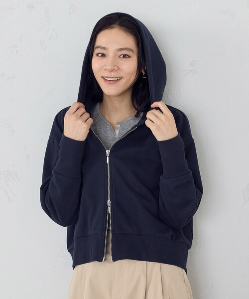 COMME CA ISM（コムサイズム）の「裏毛 ジップアップパーカー（パーカー・レディース・グレー/ネイビー/アイボリー・LARGE/MEDIUM）」の16枚目の写真