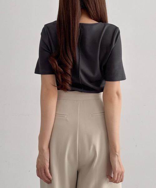CENEA（セネア）の「薄手カットアウトデザイン半袖カットソー（Tシャツ/カットソー・レディース・ブラック/チャコール/ホワイト・LARGE/MEDIUM/SMALL）」の14枚目の写真
