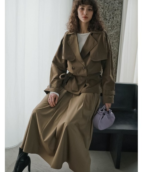 Re:EDIT（リエディ）の「[2026S/S COLLECTION][低身長サイズ有]タックボリュームフレアスカート（スカート・レディース・ベージュ/ブラック/カーキ/チャコールグレー・SHORT/MEDIUM/LARGE）」の11枚目の写真
