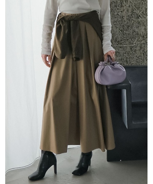 Re:EDIT（リエディ）の「[2026S/S COLLECTION][低身長サイズ有]タックボリュームフレアスカート（スカート・レディース・ベージュ/ブラック/カーキ/チャコールグレー・SHORT/MEDIUM/LARGE）」の12枚目の写真