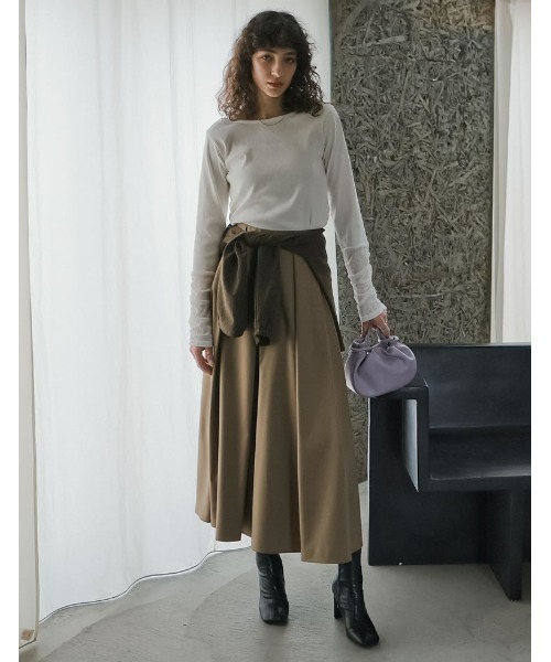 Re:EDIT（リエディ）の「[2026S/S COLLECTION][低身長サイズ有]タックボリュームフレアスカート（スカート・レディース・ベージュ/ブラック/カーキ/チャコールグレー・SHORT/MEDIUM/LARGE）」の13枚目の写真