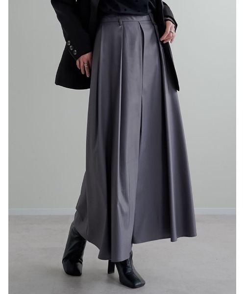 Re:EDIT（リエディ）の「[2026S/S COLLECTION][低身長サイズ有]タックボリュームフレアスカート（スカート・レディース・ベージュ/ブラック/カーキ/チャコールグレー・SHORT/MEDIUM/LARGE）」の17枚目の写真