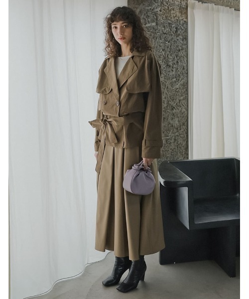 Re:EDIT（リエディ）の「[2026S/S COLLECTION][低身長サイズ有]タックボリュームフレアスカート（スカート・レディース・ベージュ/ブラック/カーキ/チャコールグレー・SHORT/MEDIUM/LARGE）」の9枚目の写真