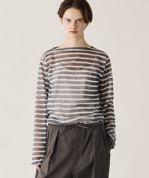 ORCIVAL（オーシバル）の「ORCIVAL | シースルー ボートネック長袖カットソー WOMEN（Tシャツ/カットソー・レディース・ブルー系その他5/イエロー系その他/グレー系その他/ブルー系その他・1/2）」の2枚目の写真