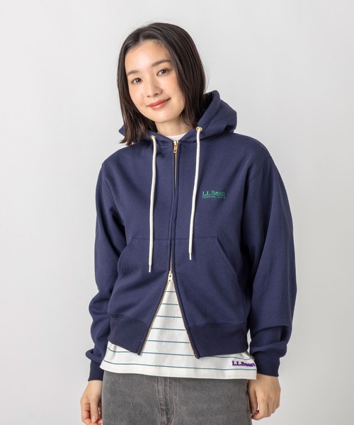 L.L.Bean(エルエルビーン)の「【JAPAN EDITION】ポーテージ・フルジップ・フード・スウェットシャツ(パーカー・レディース・ライトグレー/ネイビー・MEDIUM)」の2枚目の写真