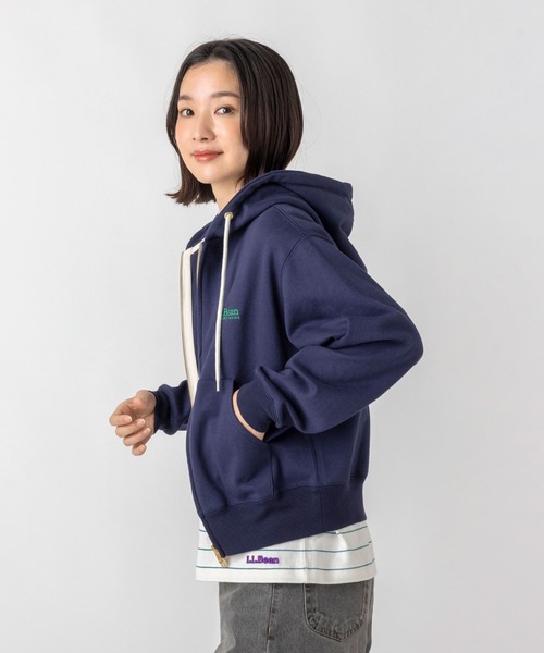 L.L.Bean(エルエルビーン)の「【JAPAN EDITION】ポーテージ・フルジップ・フード・スウェットシャツ(パーカー・レディース・ライトグレー/ネイビー・MEDIUM)」の3枚目の写真