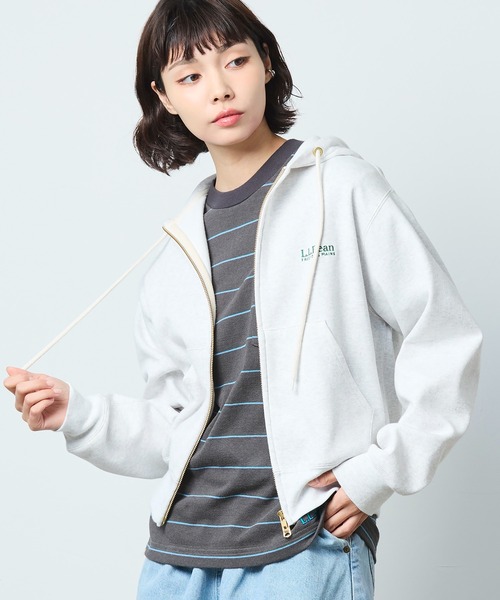 L.L.Bean(エルエルビーン)の「【JAPAN EDITION】ポーテージ・フルジップ・フード・スウェットシャツ(パーカー・レディース・ライトグレー/ネイビー・MEDIUM)」の11枚目の写真