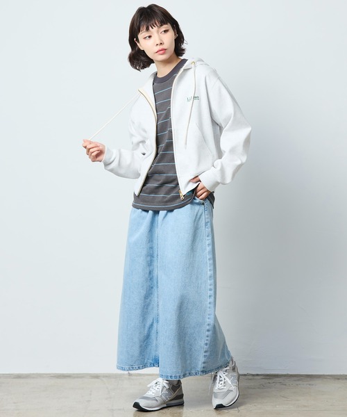 L.L.Bean(エルエルビーン)の「【JAPAN EDITION】ポーテージ・フルジップ・フード・スウェットシャツ(パーカー・レディース・ライトグレー/ネイビー・MEDIUM)」の15枚目の写真