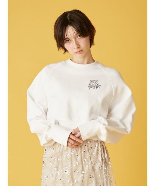 FURFUR（ファーファー）の「ファニーモチーフ刺繍スウェット（スウェット・レディース・オフホワイト/グレー/ライム・F）」の4枚目の写真