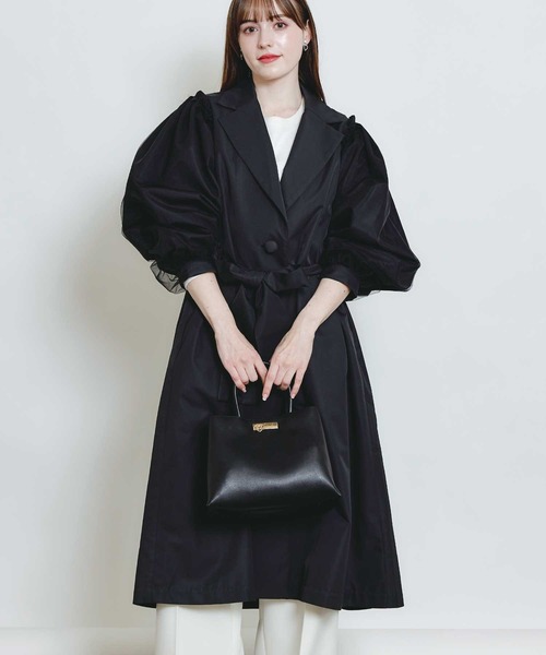 PICCIN(ピッチン)の「袖チュール重ねドレスコート(その他アウター・レディース・ベージュ/ブラック・M)」の1枚目の写真