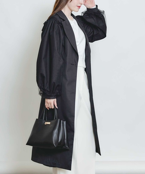 PICCIN(ピッチン)の「袖チュール重ねドレスコート(その他アウター・レディース・ベージュ/ブラック・M)」の8枚目の写真