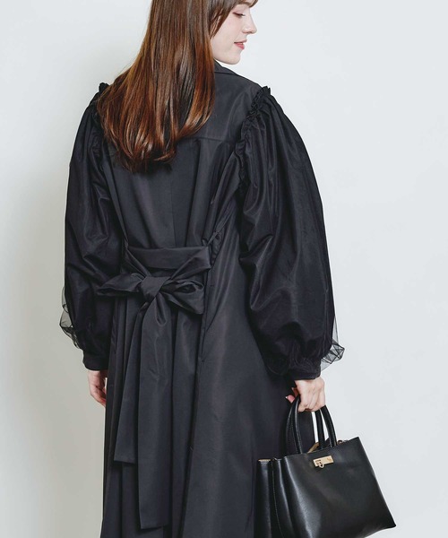 PICCIN(ピッチン)の「袖チュール重ねドレスコート(その他アウター・レディース・ベージュ/ブラック・M)」の9枚目の写真