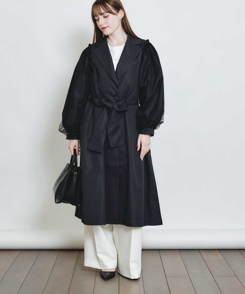 PICCIN(ピッチン)の「袖チュール重ねドレスコート(その他アウター・レディース・ベージュ/ブラック・M)」の4枚目の写真