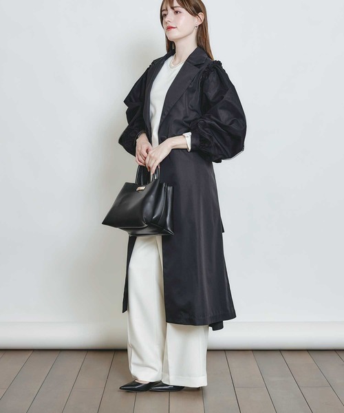 PICCIN(ピッチン)の「袖チュール重ねドレスコート(その他アウター・レディース・ベージュ/ブラック・M)」の11枚目の写真