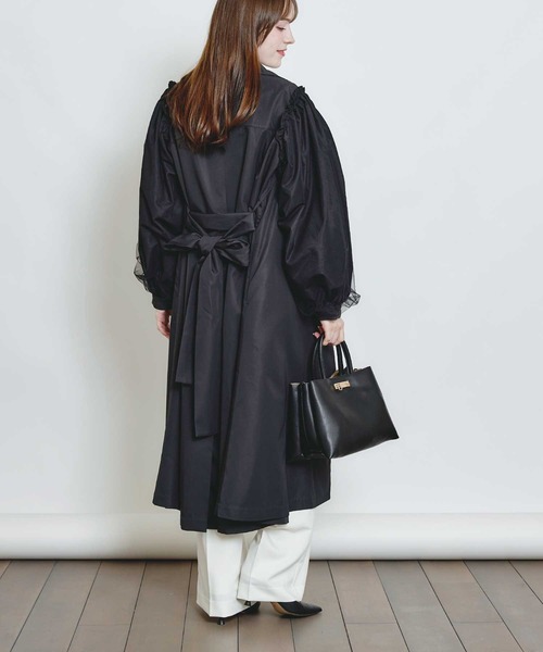 PICCIN(ピッチン)の「袖チュール重ねドレスコート(その他アウター・レディース・ベージュ/ブラック・M)」の12枚目の写真