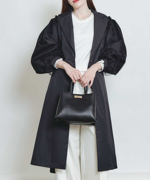 PICCIN(ピッチン)の「袖チュール重ねドレスコート(その他アウター・レディース・ベージュ/ブラック・M)」の7枚目の写真