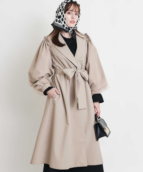 PICCIN(ピッチン)の「袖チュール重ねドレスコート(その他アウター・レディース・ベージュ/ブラック・M)」の14枚目の写真