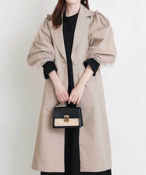 PICCIN(ピッチン)の「袖チュール重ねドレスコート(その他アウター・レディース・ベージュ/ブラック・M)」の16枚目の写真