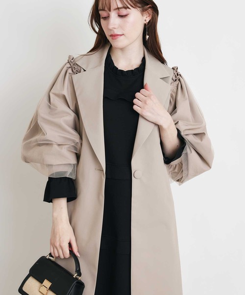 PICCIN(ピッチン)の「袖チュール重ねドレスコート(その他アウター・レディース・ベージュ/ブラック・M)」の19枚目の写真