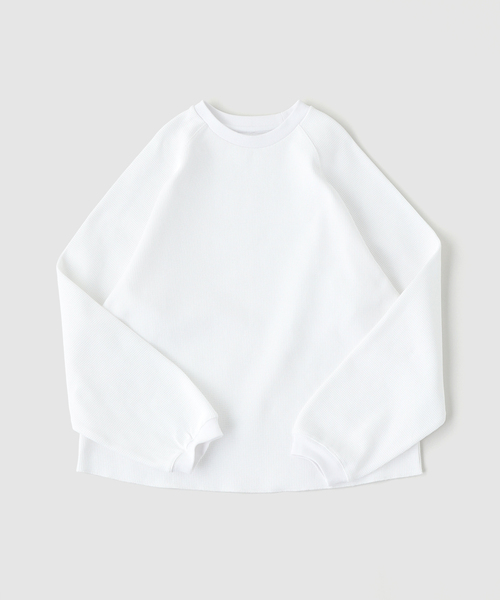 WISM（ウィズム）の「WISM ORIGINAL PRODUCT Waffle Crew（Tシャツ/カットソー・メンズ・ホワイト/ブラック・MEDIUM/LARGE）」の2枚目の写真