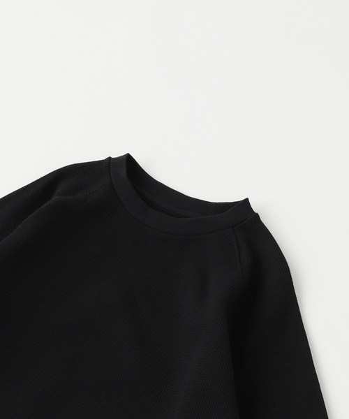 WISM（ウィズム）の「WISM ORIGINAL PRODUCT Waffle Crew（Tシャツ/カットソー・メンズ・ホワイト/ブラック・MEDIUM/LARGE）」の4枚目の写真