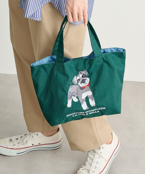 SETUP7(セットアップセブン)の「【SETUP7】アニマル刺繍プチバッグ 犬/猫 ミヌエット/ベンガル/ラグラドール/ブルドッグ/シュナウザー/ハチワレ/シバイヌ/トイプー SNBD(トートバッグ・レディース・ブルー/チャコールグレー/グレー/グリーン/ベージュ系その他2/ベージュ/グレー系その他2/ネイビー・FREE)」の19枚目の写真