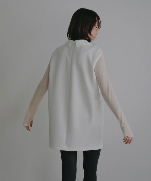 MANOF(マノフ)の「ROUND COLLAR POCKET ONE PIECE(ワンピース・レディース・ブラック/ホワイト・F)」の4枚目の写真