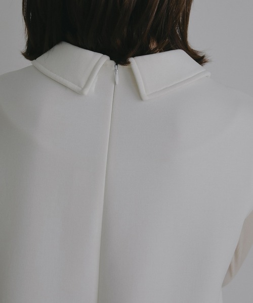 MANOF(マノフ)の「ROUND COLLAR POCKET ONE PIECE(ワンピース・レディース・ブラック/ホワイト・F)」の6枚目の写真