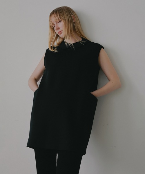 MANOF(マノフ)の「ROUND COLLAR POCKET ONE PIECE(ワンピース・レディース・ブラック/ホワイト・F)」の10枚目の写真