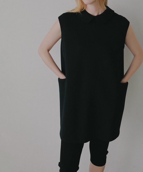 MANOF(マノフ)の「ROUND COLLAR POCKET ONE PIECE(ワンピース・レディース・ブラック/ホワイト・F)」の9枚目の写真