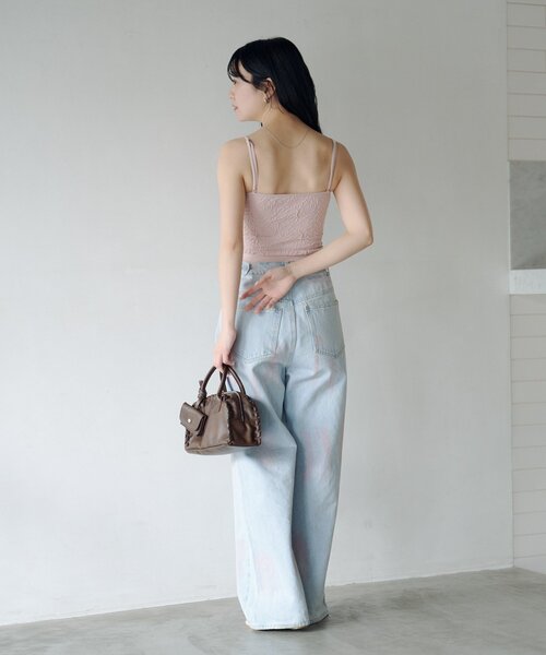 Kastane(カスタネ)の「【2026SSカタログ/2サイズ展開/低身長サイズ/ウエスト調節可】スプレーワイドデニムパンツ(デニムパンツ・レディース・ブラック/ブルー・1/0)」の12枚目の写真