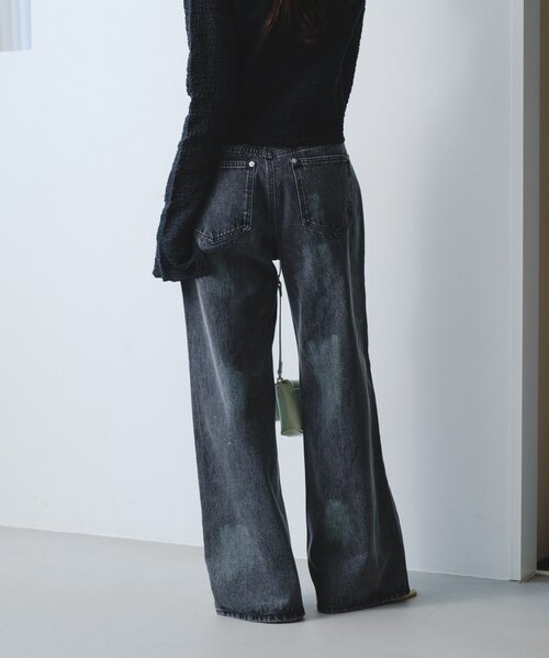 Kastane(カスタネ)の「【2026SSカタログ/2サイズ展開/低身長サイズ/ウエスト調節可】スプレーワイドデニムパンツ(デニムパンツ・レディース・ブラック/ブルー・1/0)」の15枚目の写真