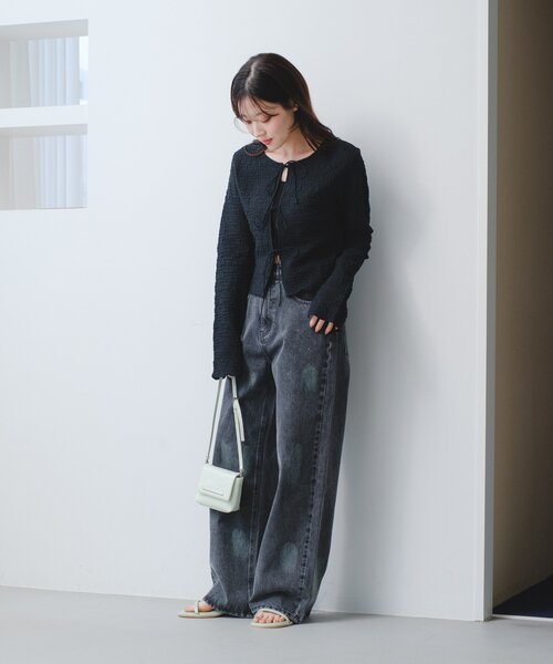 Kastane(カスタネ)の「【2026SSカタログ/2サイズ展開/低身長サイズ/ウエスト調節可】スプレーワイドデニムパンツ(デニムパンツ・レディース・ブラック/ブルー・1/0)」の17枚目の写真