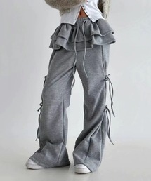 おしゃれスタ（オシャレスタ）の「フリルレイヤード スウェットワイドパンツ（スウェットパンツ）」