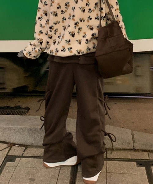 おしゃれスタ(オシャレスタ)の「フリルレイヤード スウェットワイドパンツ(スウェットパンツ・レディース・アイボリー/グレー/ブラウン/ダークグレー/ブラック・FREE)」の14枚目の写真