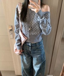 Ritzy（リッツィー）の「ドット柄 ニットカーディガン風トップス（カーディガン/ボレロ）」